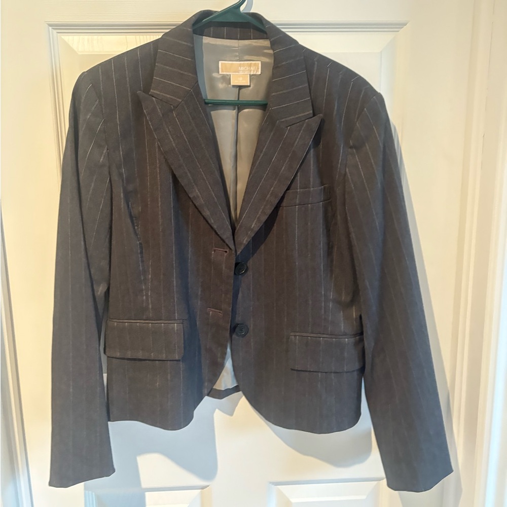Pinstripe Women's Blazer in Charcoal Gray